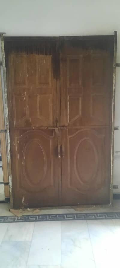 Heavy iron double door
