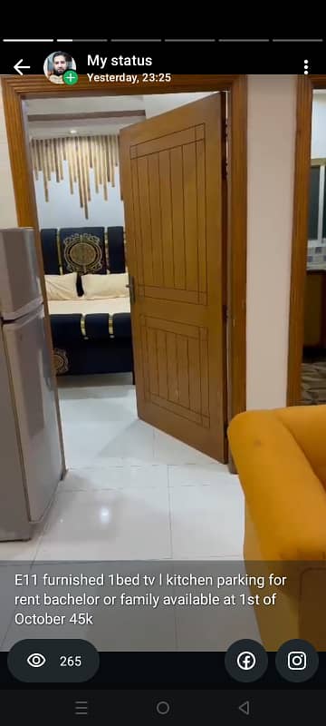 E11 furnished 1bed flat for sale