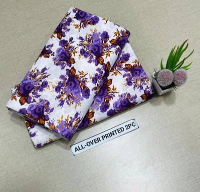 purple floral printed 2 Piece polo cotton shirt and trouser set