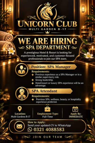 A luxury hotel and club in B17 by name of unicorn club need staff. .