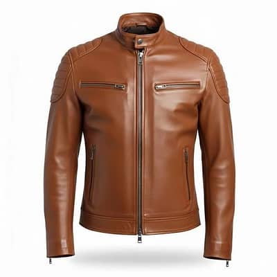 brown leather jacket