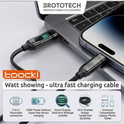 Toocki 100W Type-C to C Cable with Digital watt display