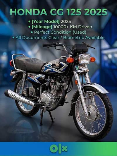 Honda CG 125 Model 2025 Black | Neat & Clean Condition