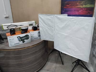 Godox 2x SK400II, 2x light stands, 2x soft box+trigger