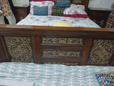 sold wood chinot bed with dressing table
