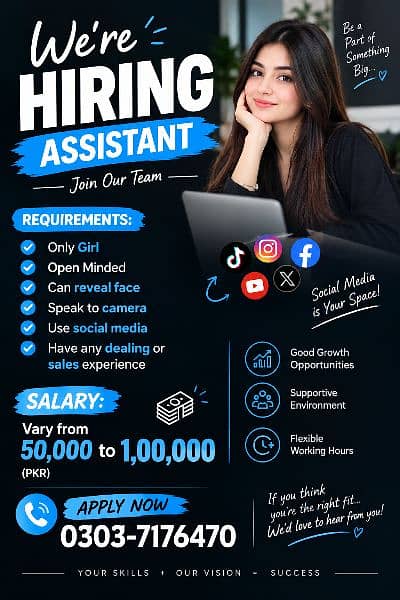 Hiring Assistant girl for social media