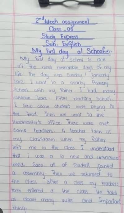 Handwriting assessment work