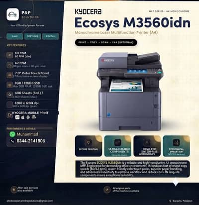 Kyocera ECOSYS M3560idn – Heavy-Duty Monochrome MFP