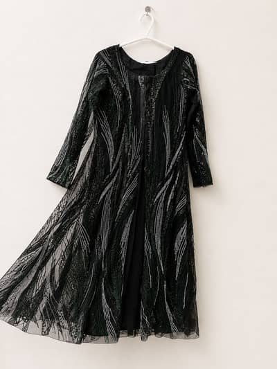 Black Embellished Net Party Wear Dress