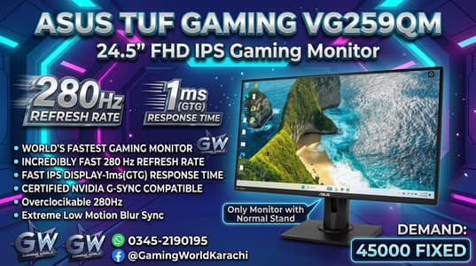 280Hz Gaming Led Asus TUF GAMING VG259QM •‍DELL P2725DE 27Inc 2K 100HZ
