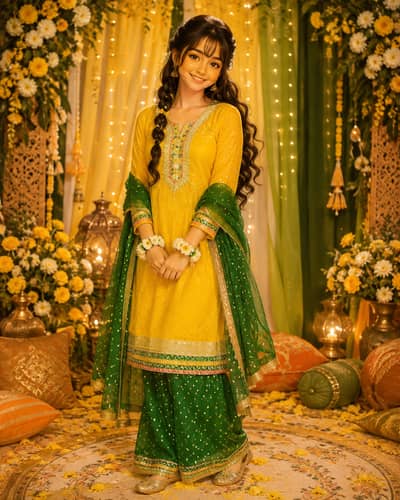 Mehndi sharara shirt casual wear