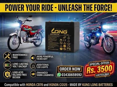 Long Battery For Honda 70 And 125