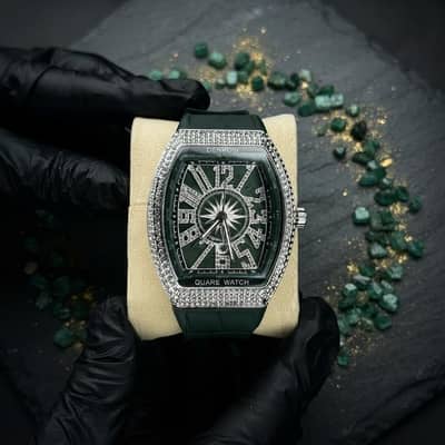 DENVOSU LUXURY DIAMOND STUDDED STRAP MEN'S WATCH