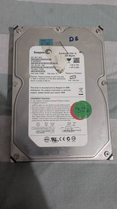 Seagate 320GB Desktop HDD – 7200 RPM SATA Internal Hard Drive For PC