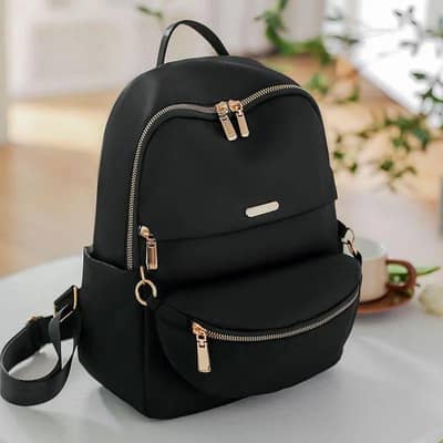 Gray Nylon Backpack  set 16"with Chest bag for Women