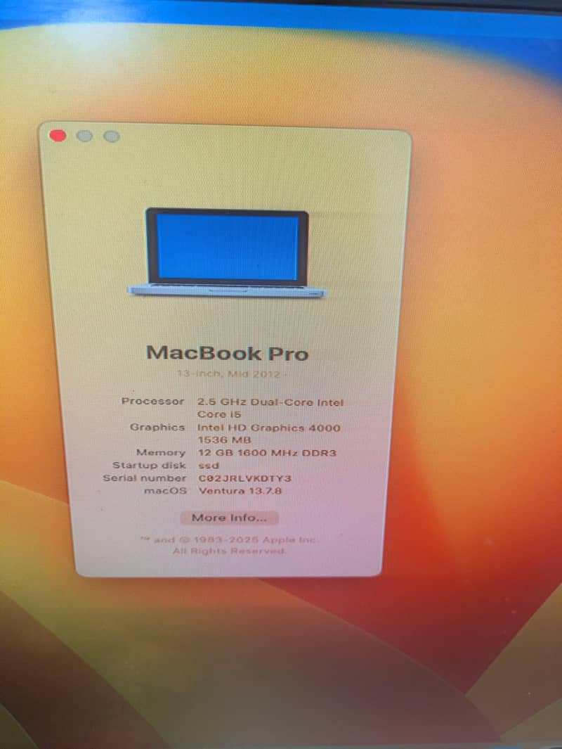 MacBook pro 2012 2