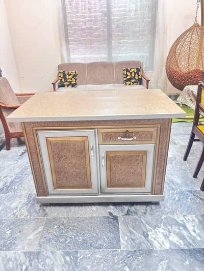`Kitchen Cabinet Stand | Ply + Iron Frame | 2 Doors 1 Drawer