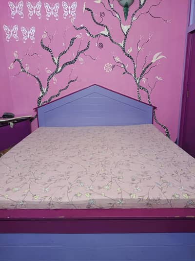 king size wooden bed with orthopedic mattress