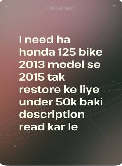 I need a honda 125 bike 2013 model