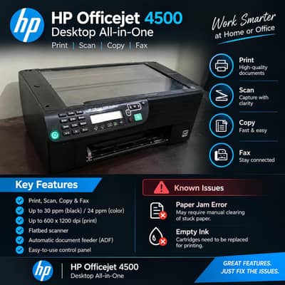 HP OFFICEJET 4500 all in one printer in just 2000