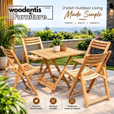 Wooden Folding Table & chairs Set