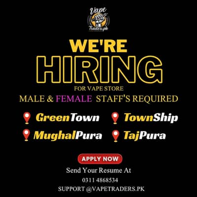 SALESMEN REQUIRED FOR VAPE STORE | SALARY 50K