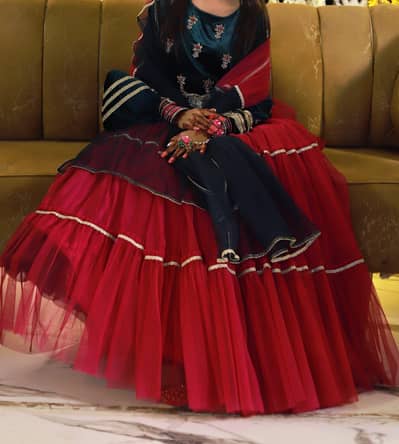 Embroidery lehnga with valwet kurti