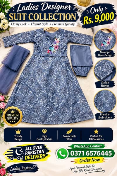 Ladies Designer Embroidered Suit – Elegant & Stylish Collection