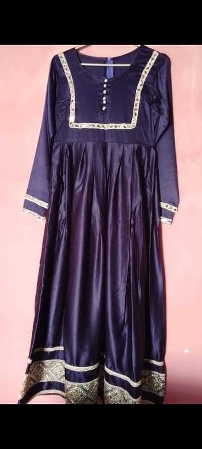 Hand made neavy blue maxi with silver dupatta Unused 2pc