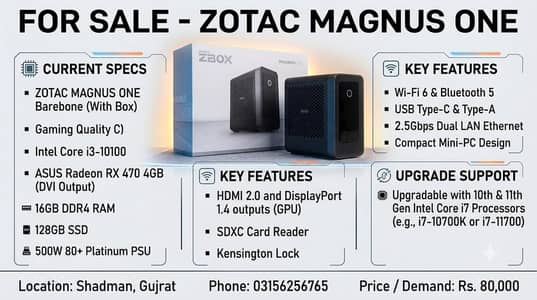i3-10100 | RX 470 4GB | 16GB RAM | 128GB Zotac PC with box