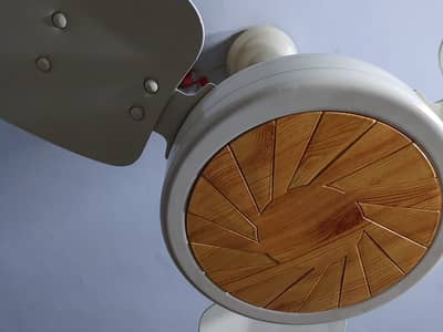 Royal AC Ceiling Fan - Off-White & Wooden Design