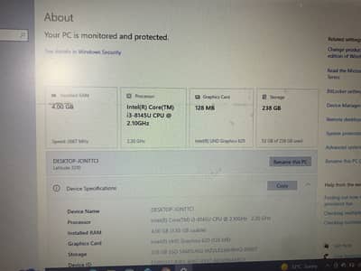 Dell I3-8th generation-DDR4 Ram-4GB & M. 2 256GB