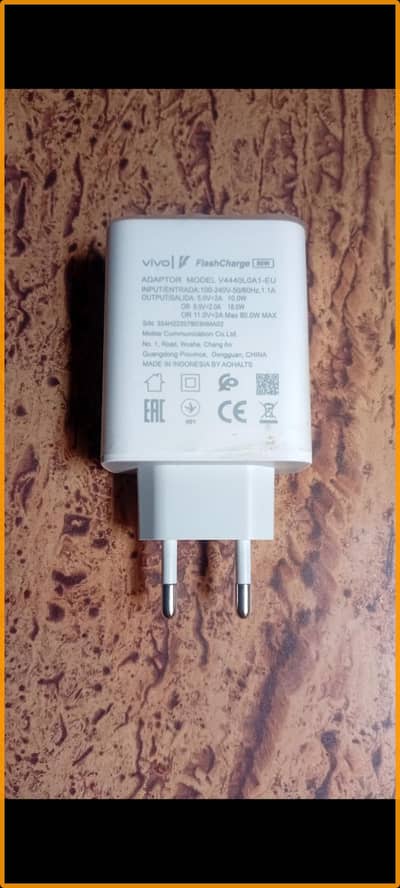 100% Original Vivo 80W FlashCharge Adapter (Box Pulled)