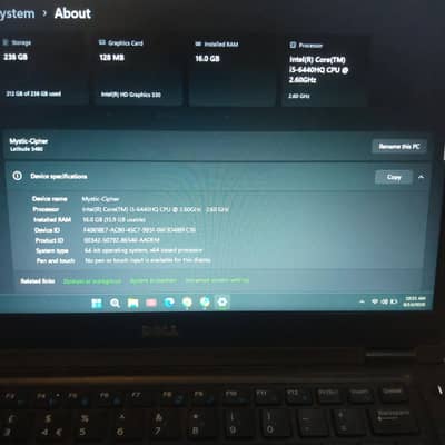 Dell Latitude 5480 | Core i5 6th Gen HQ | 16gb Ram | 256gb SSD |