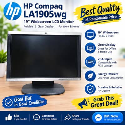 HP Compaq LA1905wg 19" Widescreen LCD Monitor – Excellent Condition