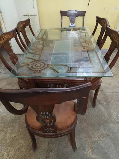 10 mm double Glass Dining table with chairs