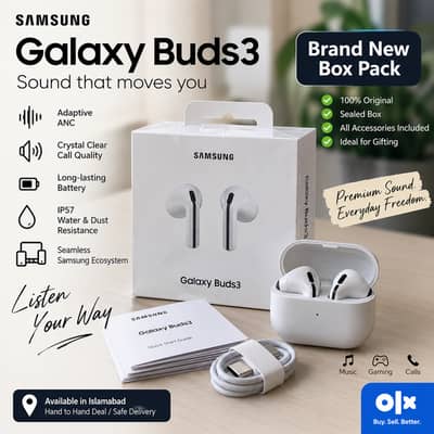 Samsung Galaxy Buds3 – Brand New Box Pack | 100% Original
