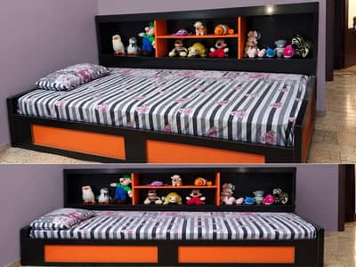 Single Bed with Built-in Bookshelf