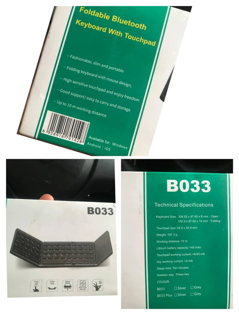 B033 Foldable Bluetooth Keyboard+FULL Touchpad 4