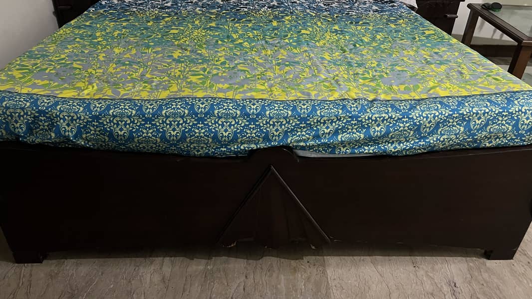 Solid Wood Bed with Attached Side tables 3