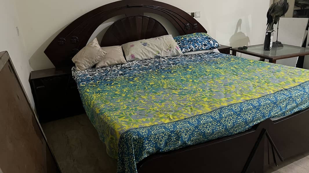 Solid Wood Bed with Attached Side tables 5