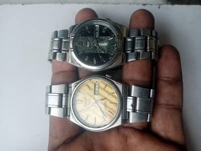 Seiko 5 Automatic Vintage Watches (Pair / 2 Pcs) - Service Required