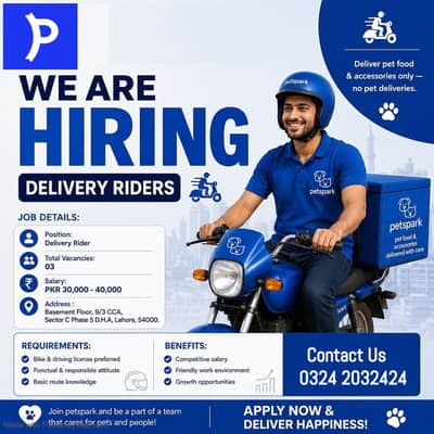 Delivery Riders Required | Urgent Hiring | Male Jobs | Jobs in Lahore