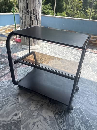 Black steel n hlass tea trolly