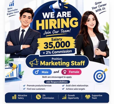 Hiring male female staff sales marketing