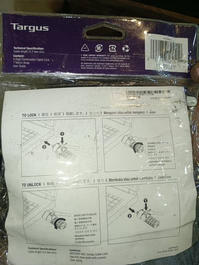 Targus Laptop Security Cable Lock - 4-Digit Combination (Anti-Theft)