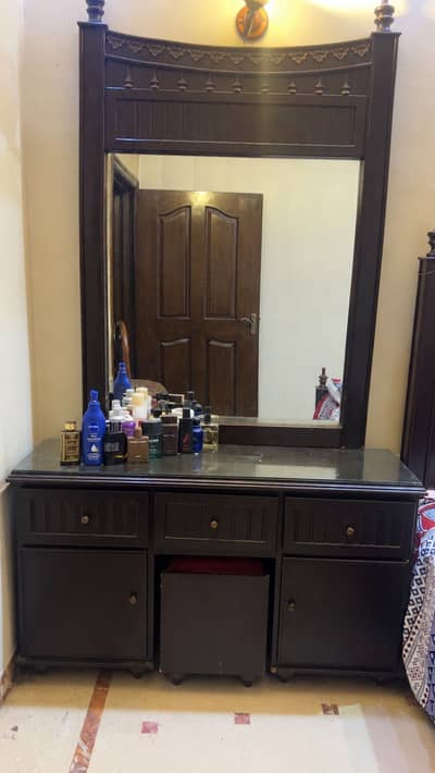 Wooden Dressing Table with Large Mirror — For Sale