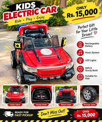 Kids Electric Ride-On Car – Red Jeep Style Toy Car