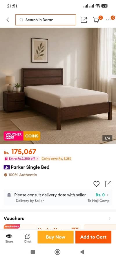 Habitt Single Bed with Mattress – Excellent Condition