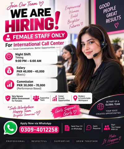 Call Center Job || Female Staff Only || Night Shift Job || Office Jobs